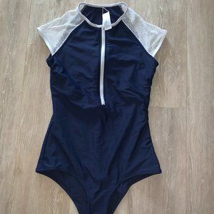 Sia Australia One Piece White Mesh Cap Sleeve